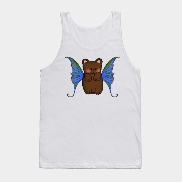 Fairy Teddy Bear with Blue, Green and Orange Wings Tank Top by Ethereal Vagabond Designs